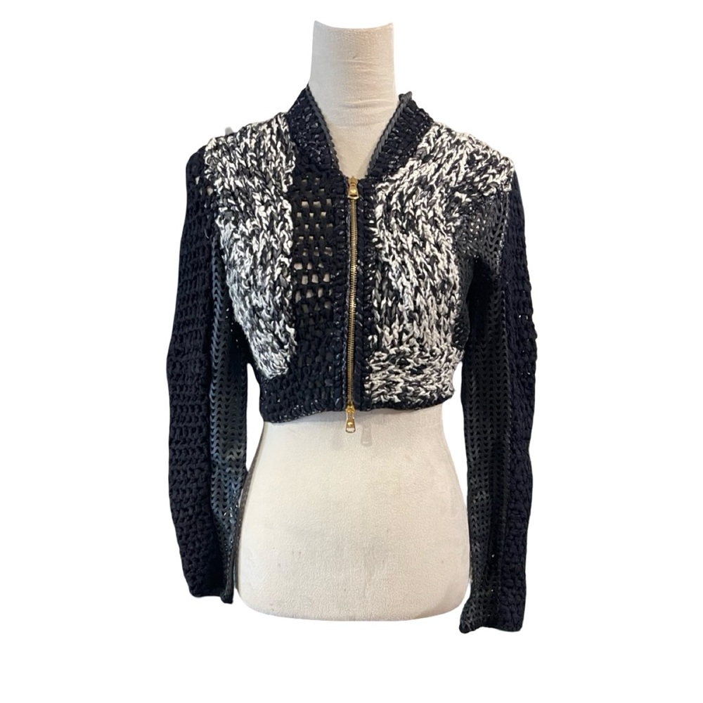 Versace Leather Knit-Crop Jacket - Picture 2 of 11